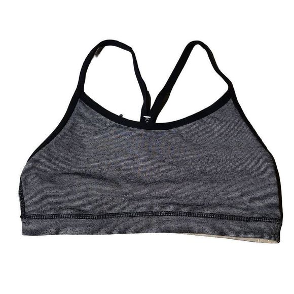 Lululemon black white stripe flow y sports bra - Picture 1 of 3
